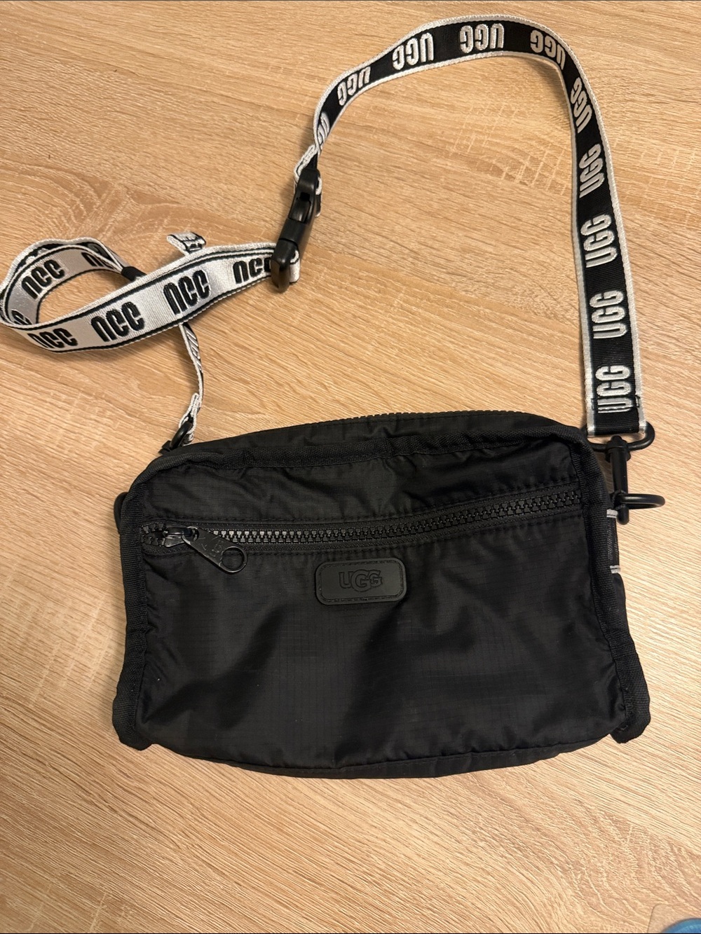 UGG Black Nylon Belt Bag with Logo Strap